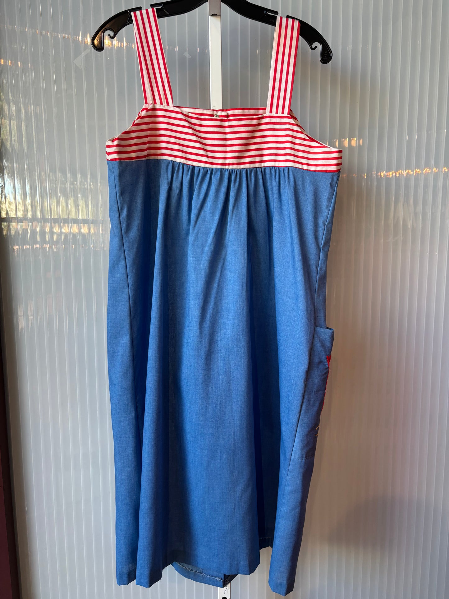 1970s Red, White, and Blue Striped Sailboat Dress