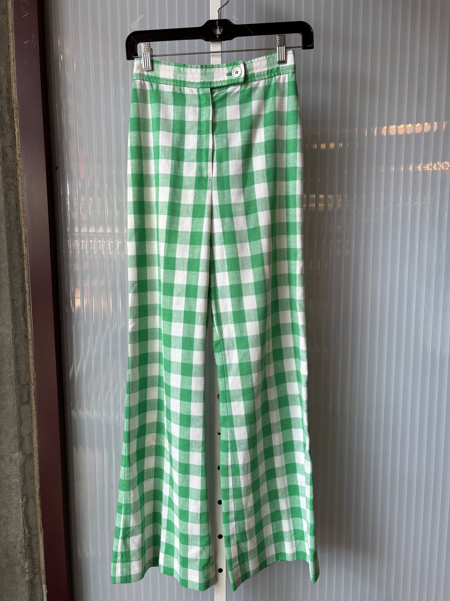 1980s Green & White Gingham Vest & Pants Set
