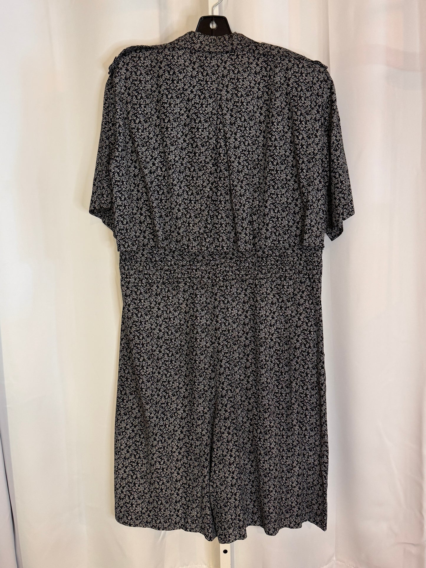 1980s Black & White Floral Dress