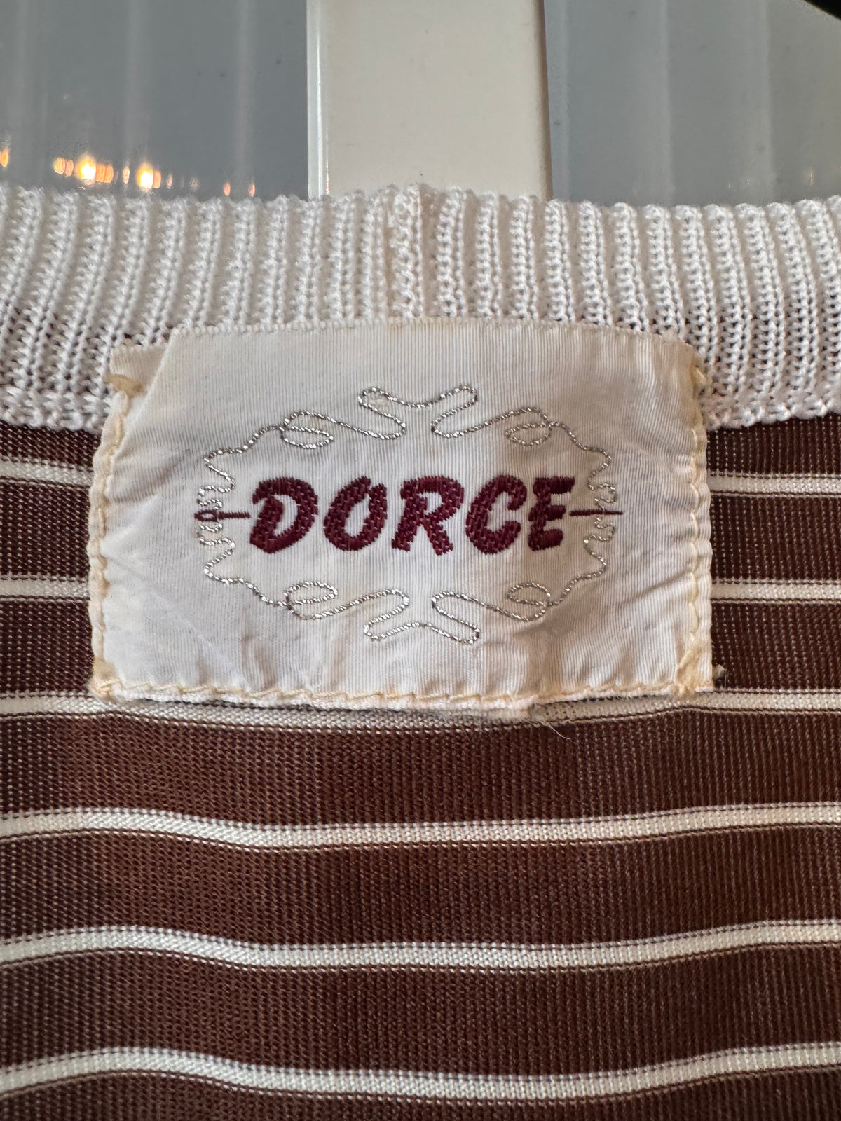 1970s Brown & White Striped Top
