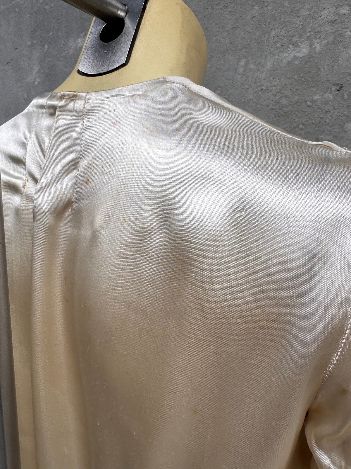 1940s Cream Liquid Satin Bias-Cut Wedding Dress