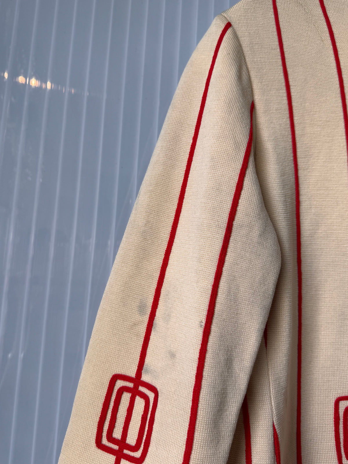 1960s Red-Pinstripe Cream Dress Coat