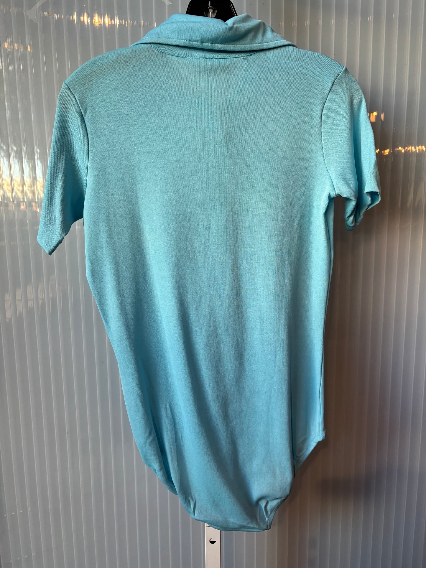 1970s Light Blue Short Sleeve Collared Bodysuit