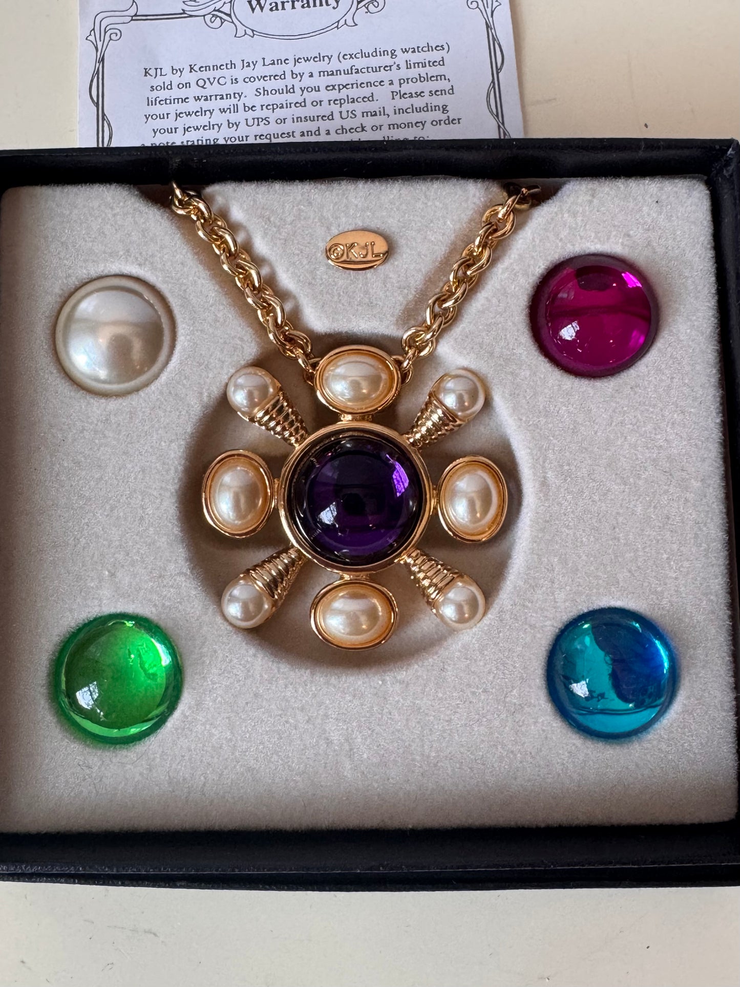 1960s KJL Necklace with Interchangeable Convertible Pendant