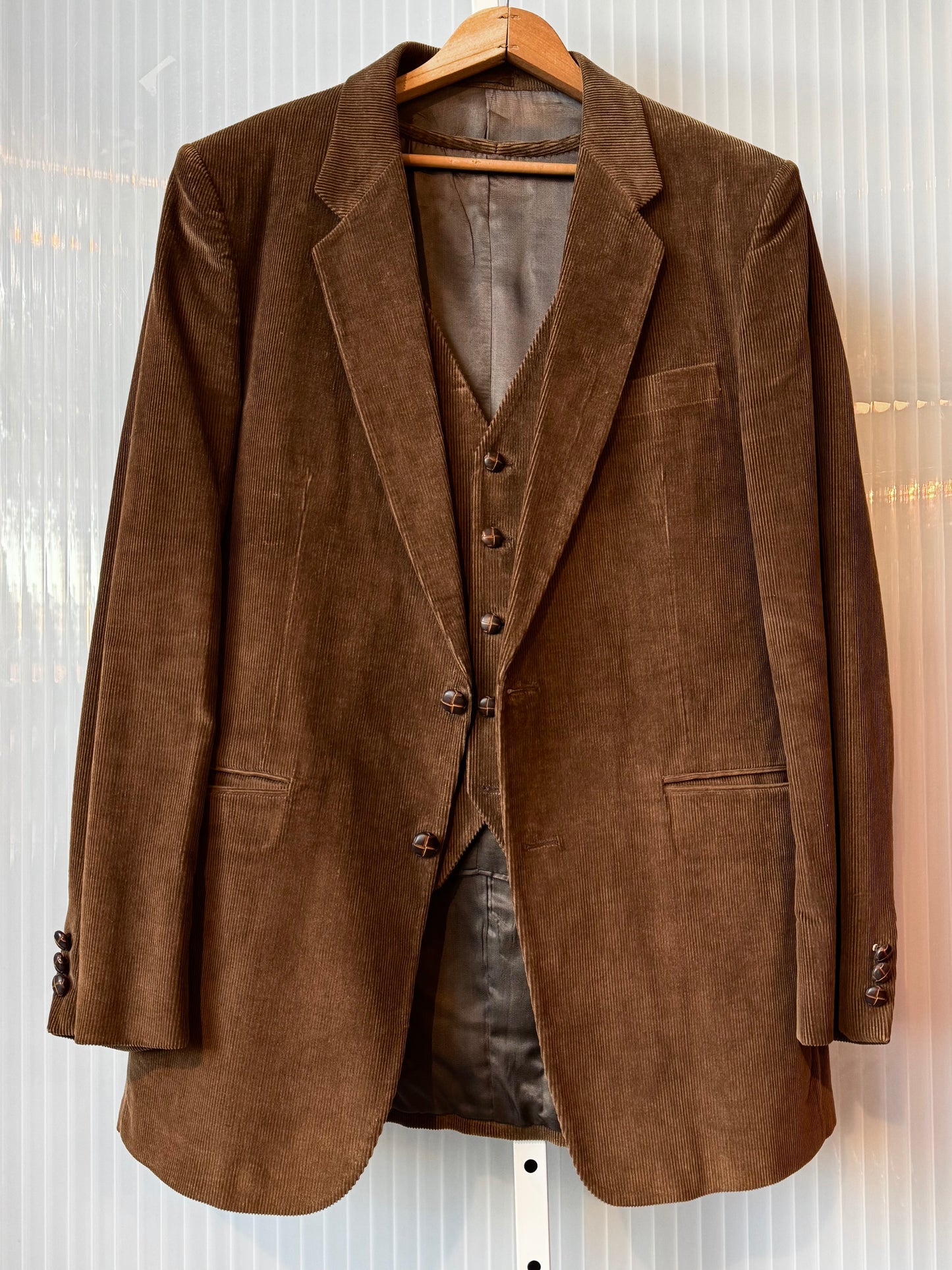 1980s Dark Brown Corduroy Blazer & Vest Set