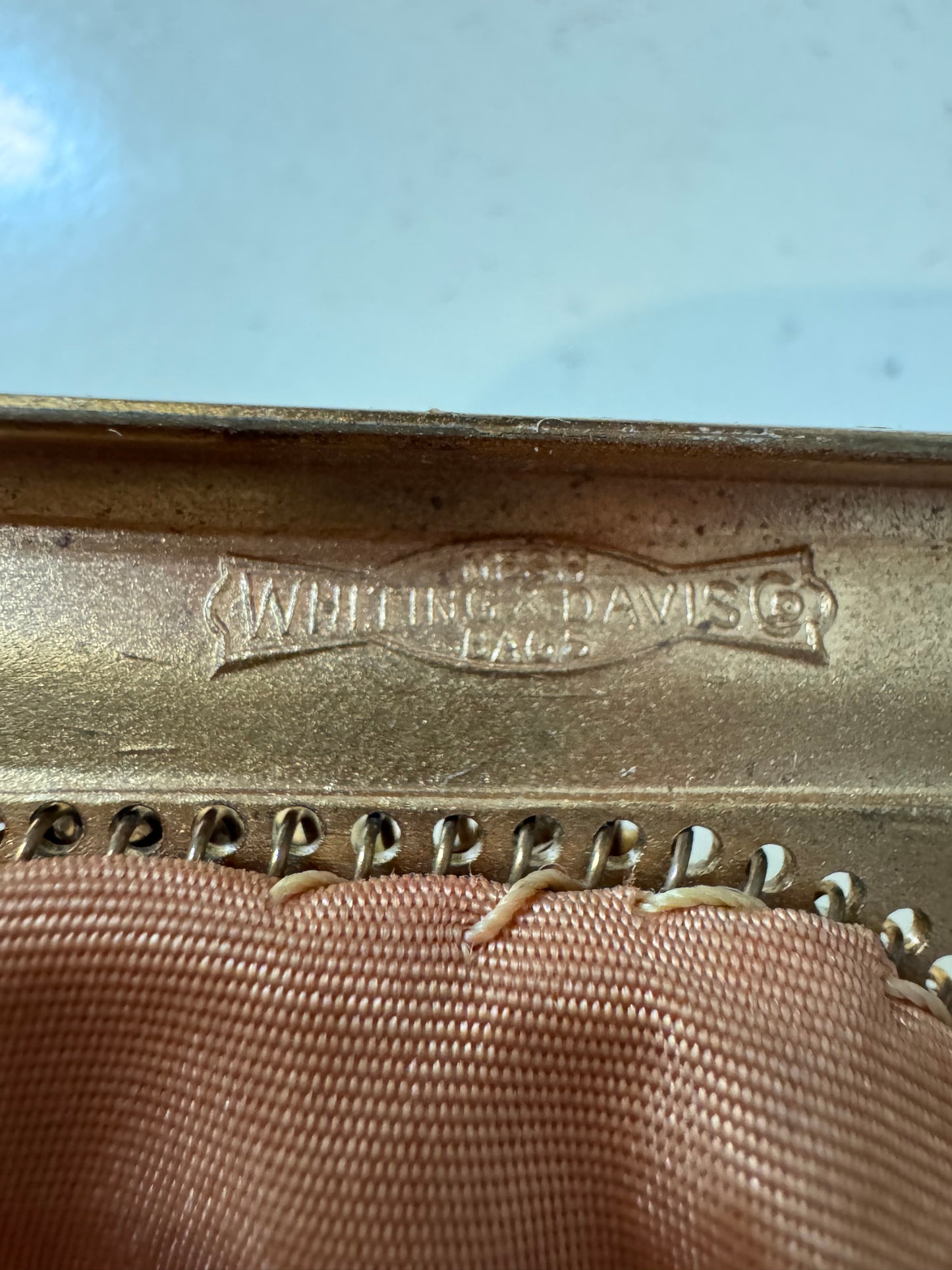 1940s Gold Tone Mesh Rhinestone Clutch Purse