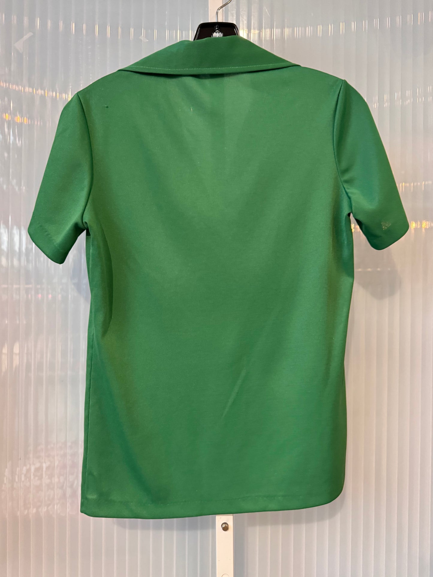 1970s Green Point Collar V-Neck Shirt