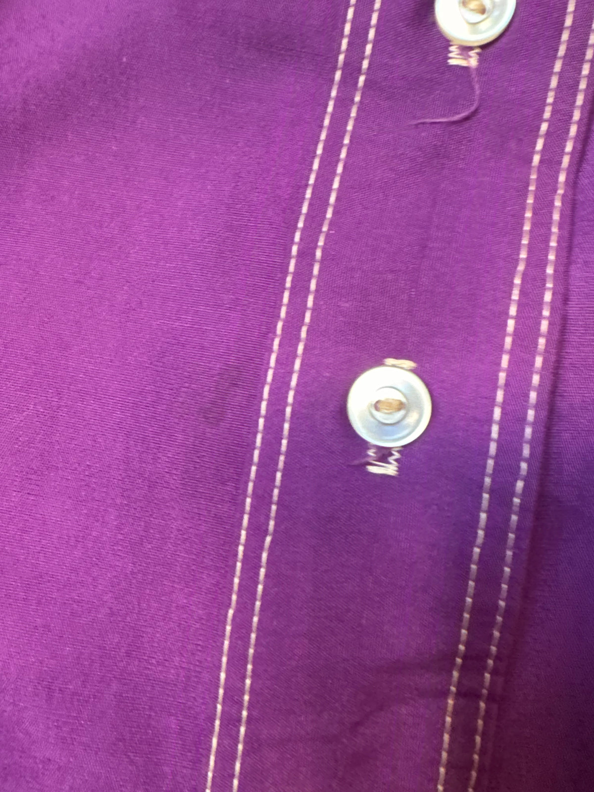 1970s Purple & White-Overstitch Shacket