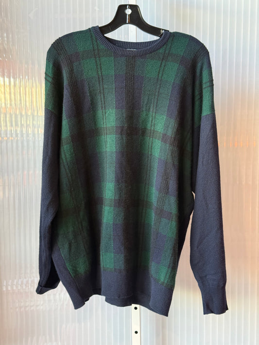 1980s Green & Blue Plaid Scottish Cashmere Sweater