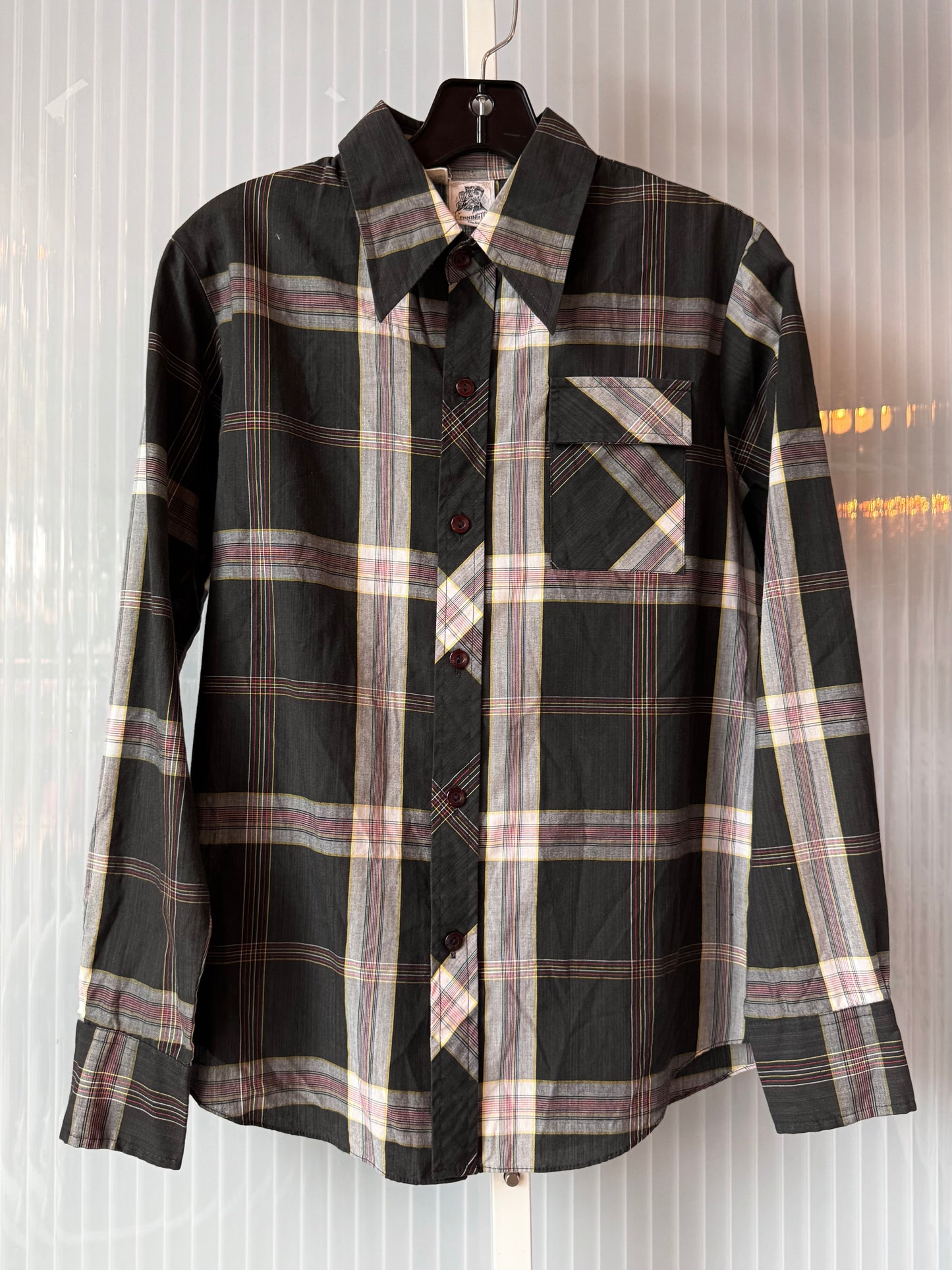 1970s Kennington Black & Red Plaid Button-Up Shirt