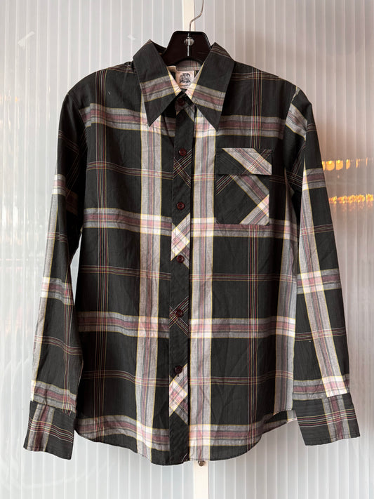 1970s Kennington Black & Red Plaid Button-Up Shirt