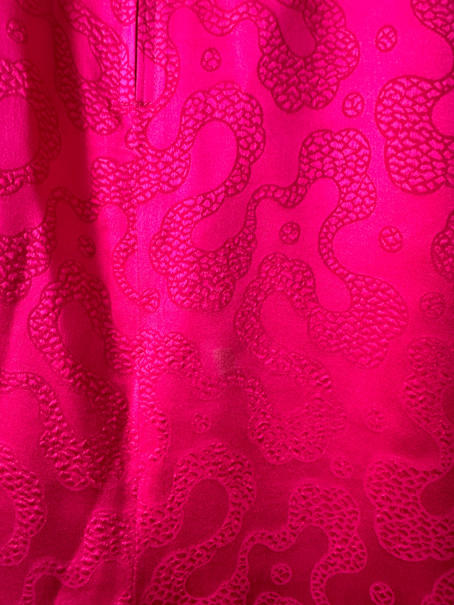 Y2K Hot Pink Brocade Strapless Formal Dress