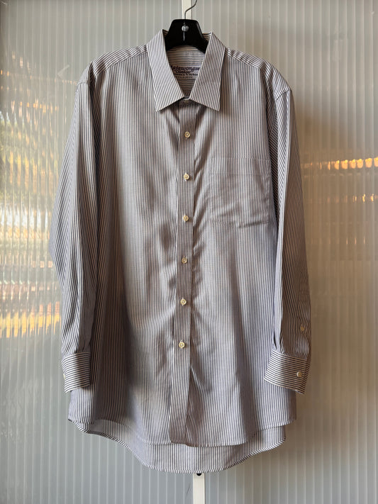 1990s Blue & White Striped Button-up Shirt