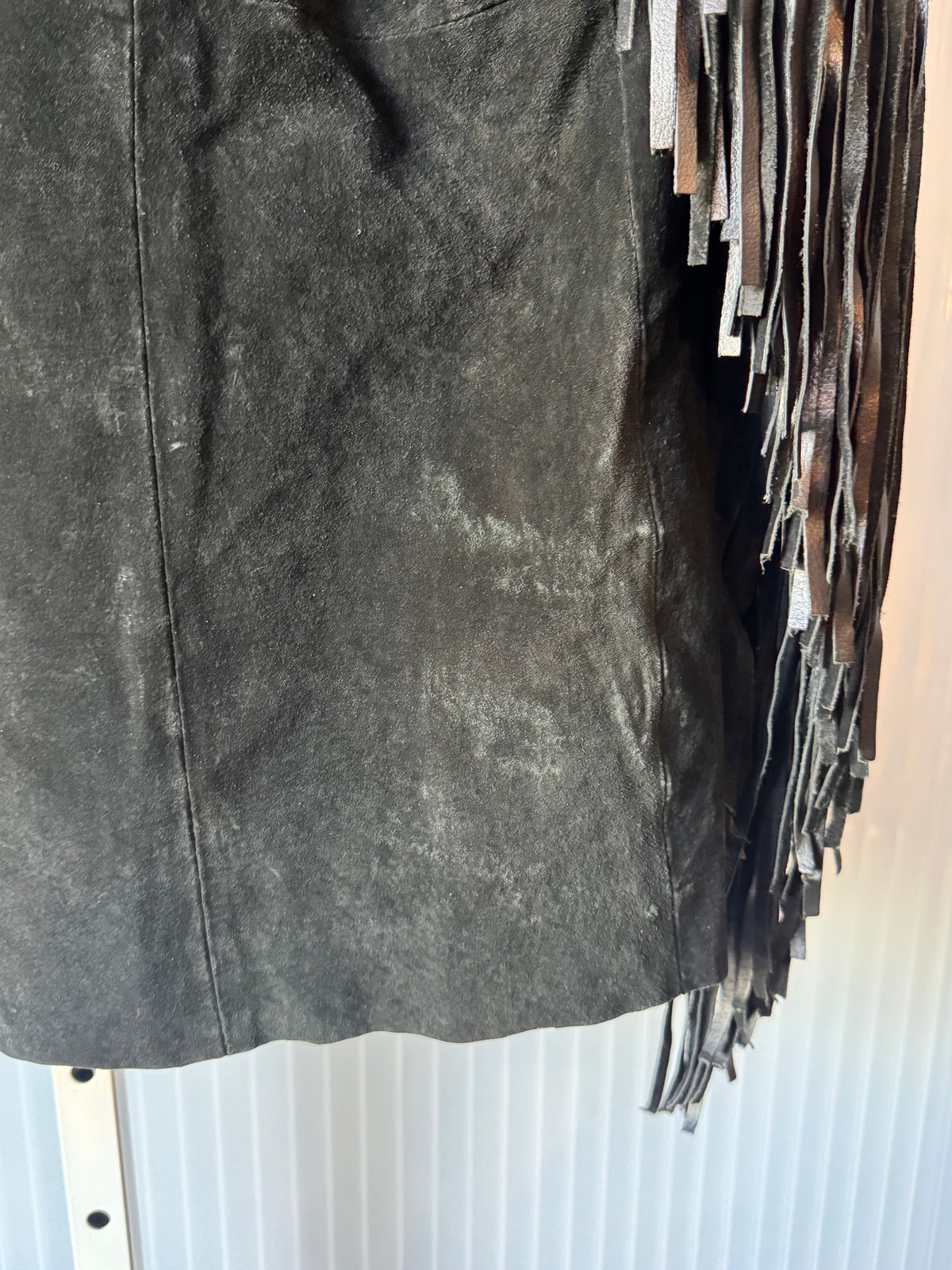 Early 1980s? Black Suede Fringe Western Jacket