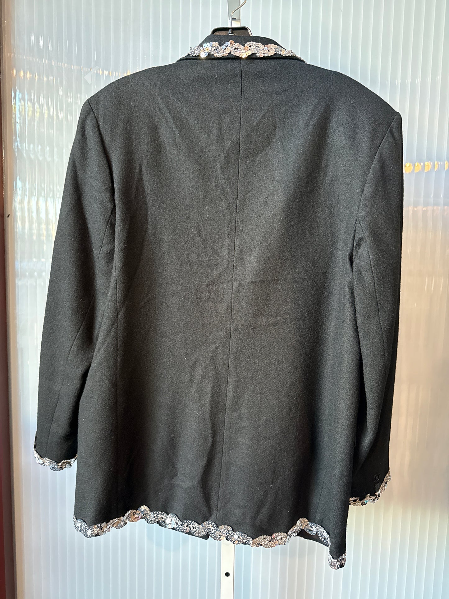 1980s Black Wool Sequin Blazer