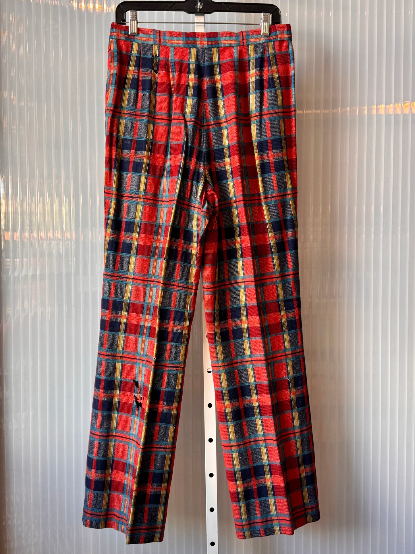 1970s Red Plaid Wool Point-Collar Jacket & Pants Set