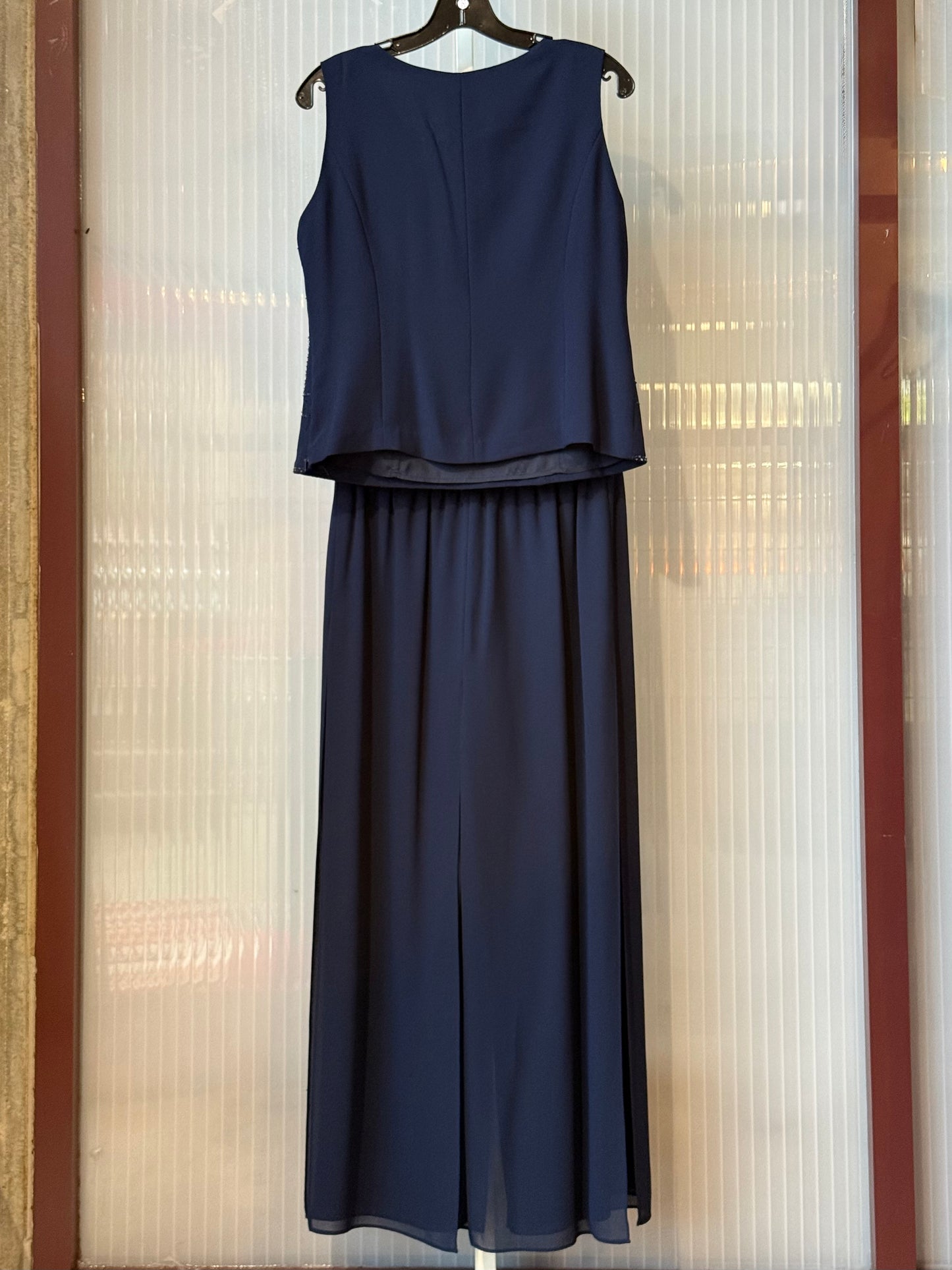 Y2K Navy Beaded Top & Layered Pants Set