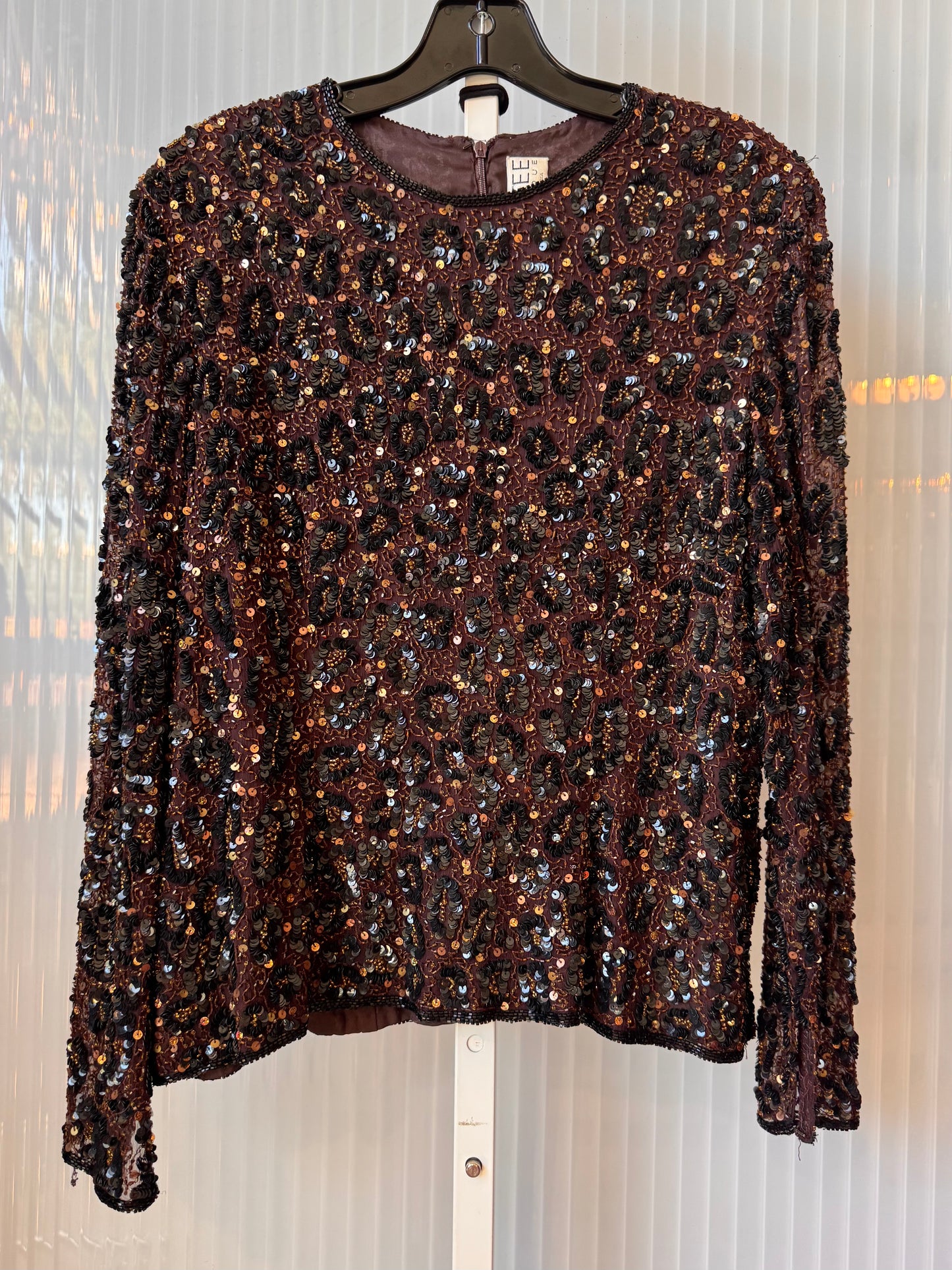 1990s Leopard Sequin Long Sleeve Top