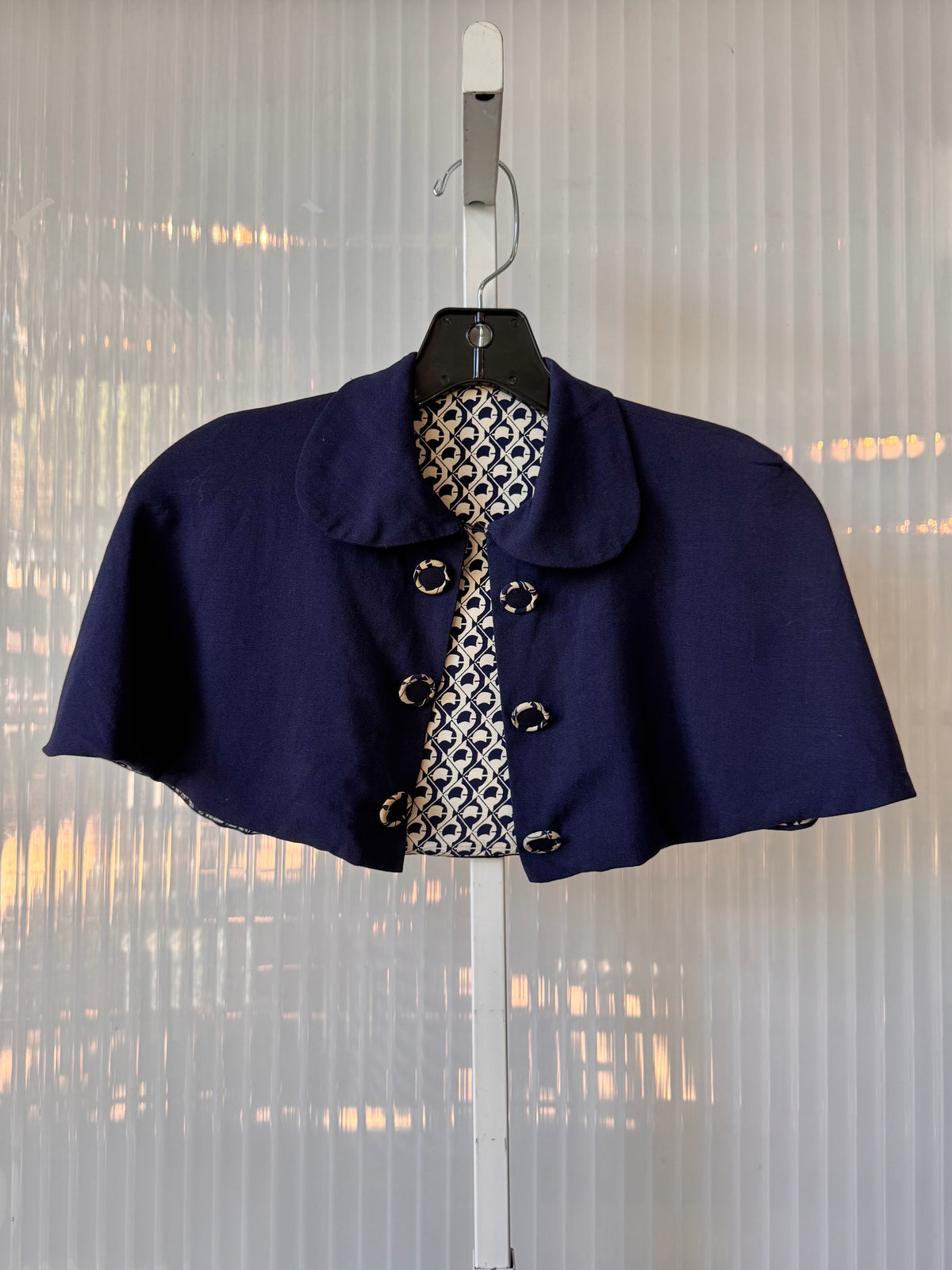 1940s Navy Blue & White Geometric Pattern Dress Set