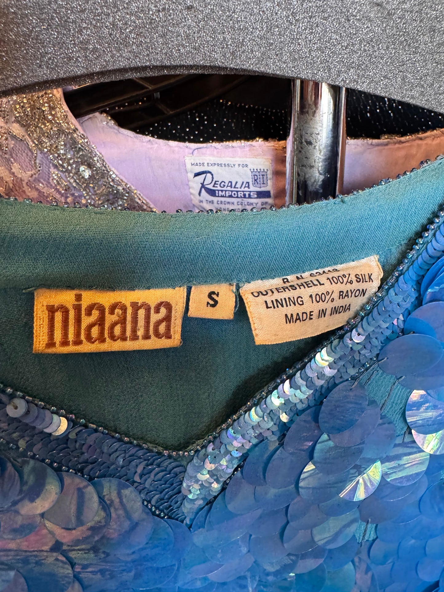 1980s Blue Sequin Blouse