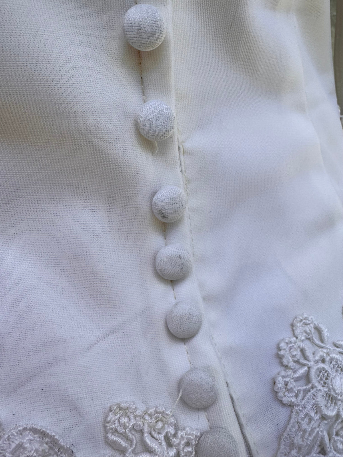 1980s White Lace & Organza Wedding Dress