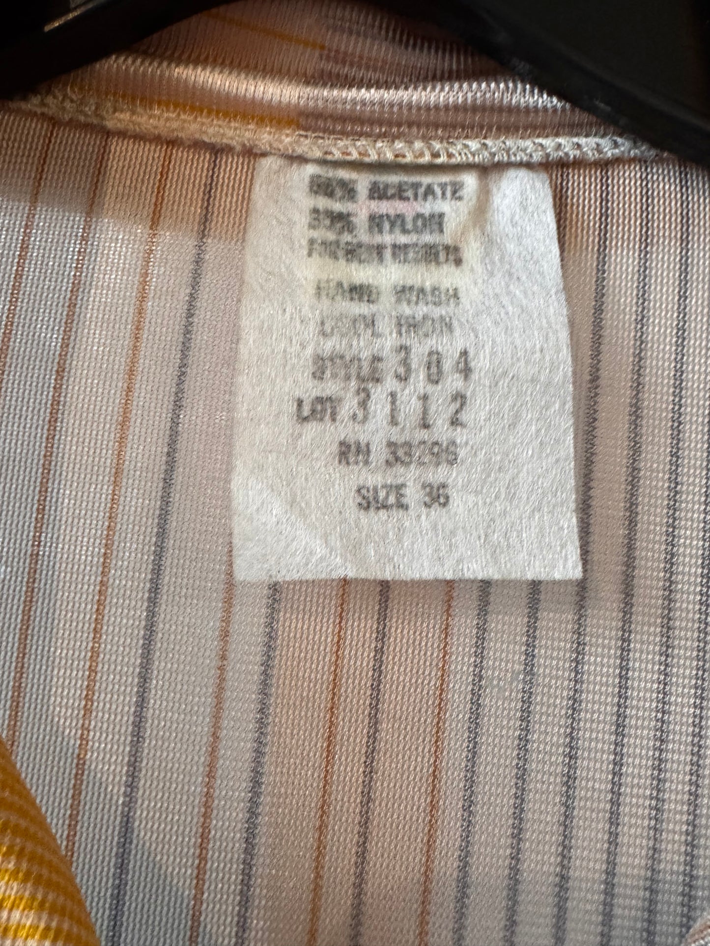 1970s Peach Patterned Point Collar Disco Shirt
