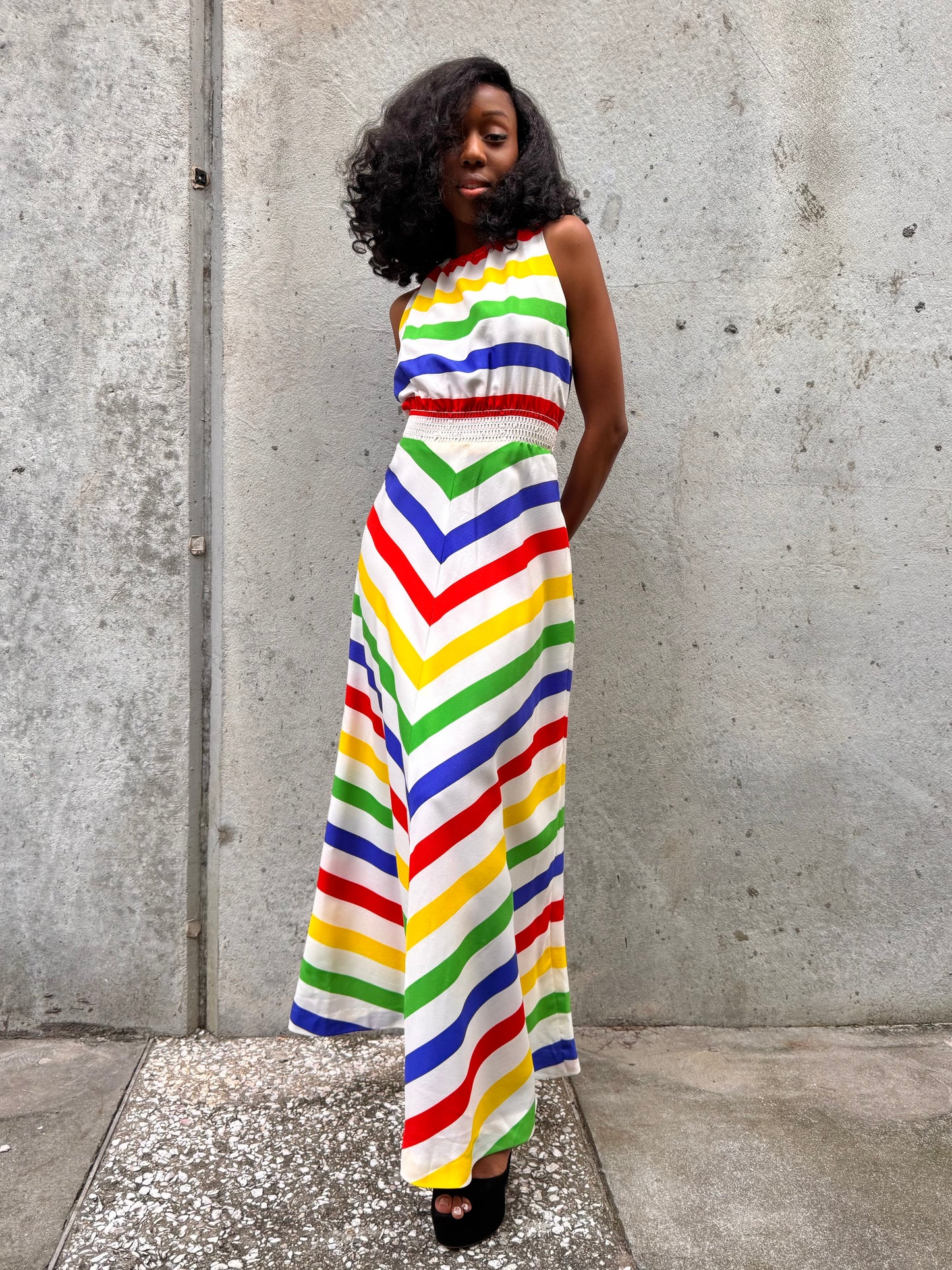 1970s Multicolor Striped Dress