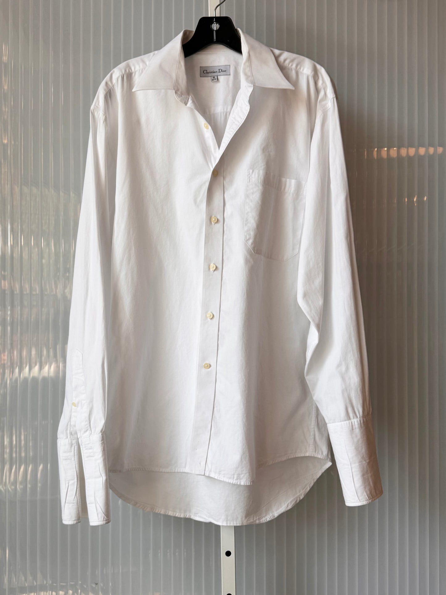 2000s White Christian Dior Button-Up Long Sleeve French Cuff Shirt
