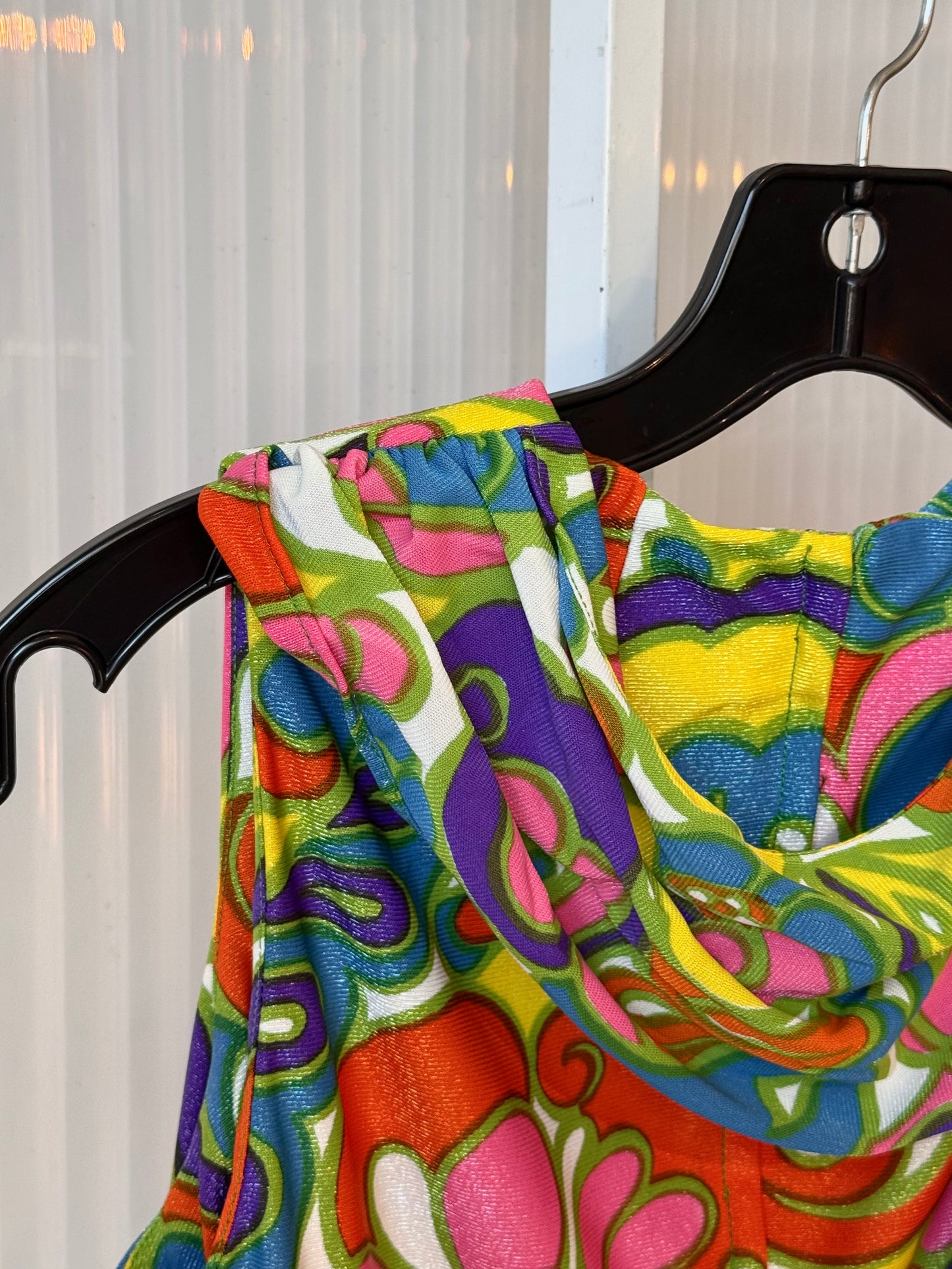 1960s Multicolor Mod Dress w/ Shoulder Sash