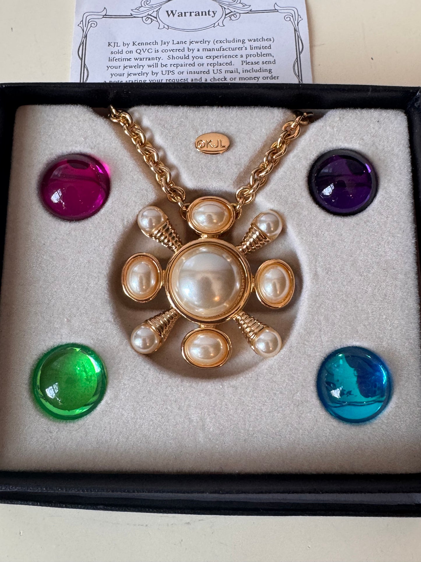 1960s KJL Necklace with Interchangeable Convertible Pendant