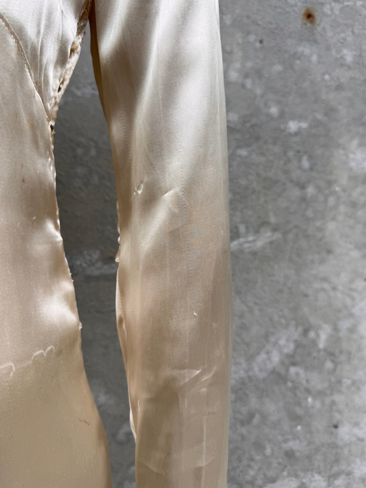 1940s Cream Liquid Satin Bias-Cut Wedding Dress