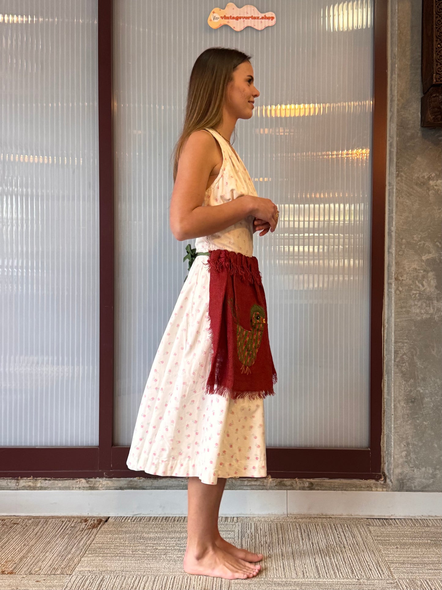 Red Burlap Chicken Apron