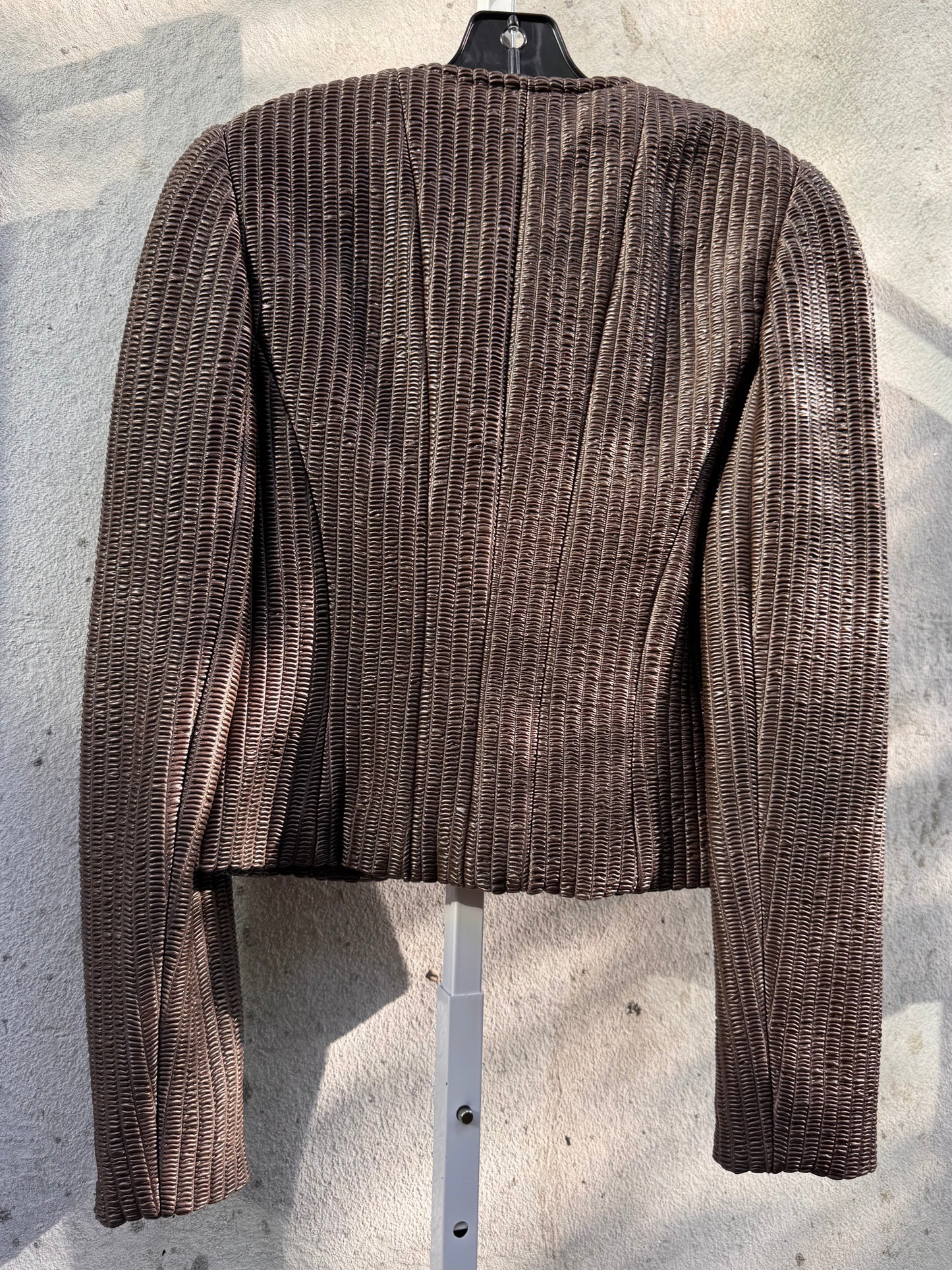 1980s French Gray Ribbed Vinyl Jacket