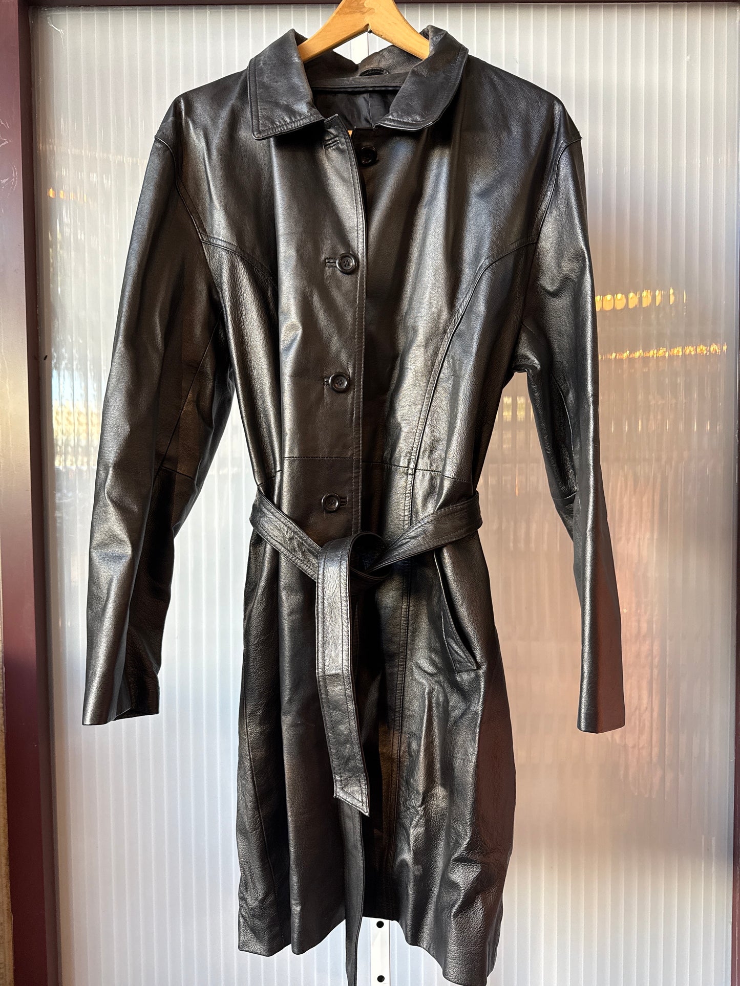 Black Leather Trench Coat