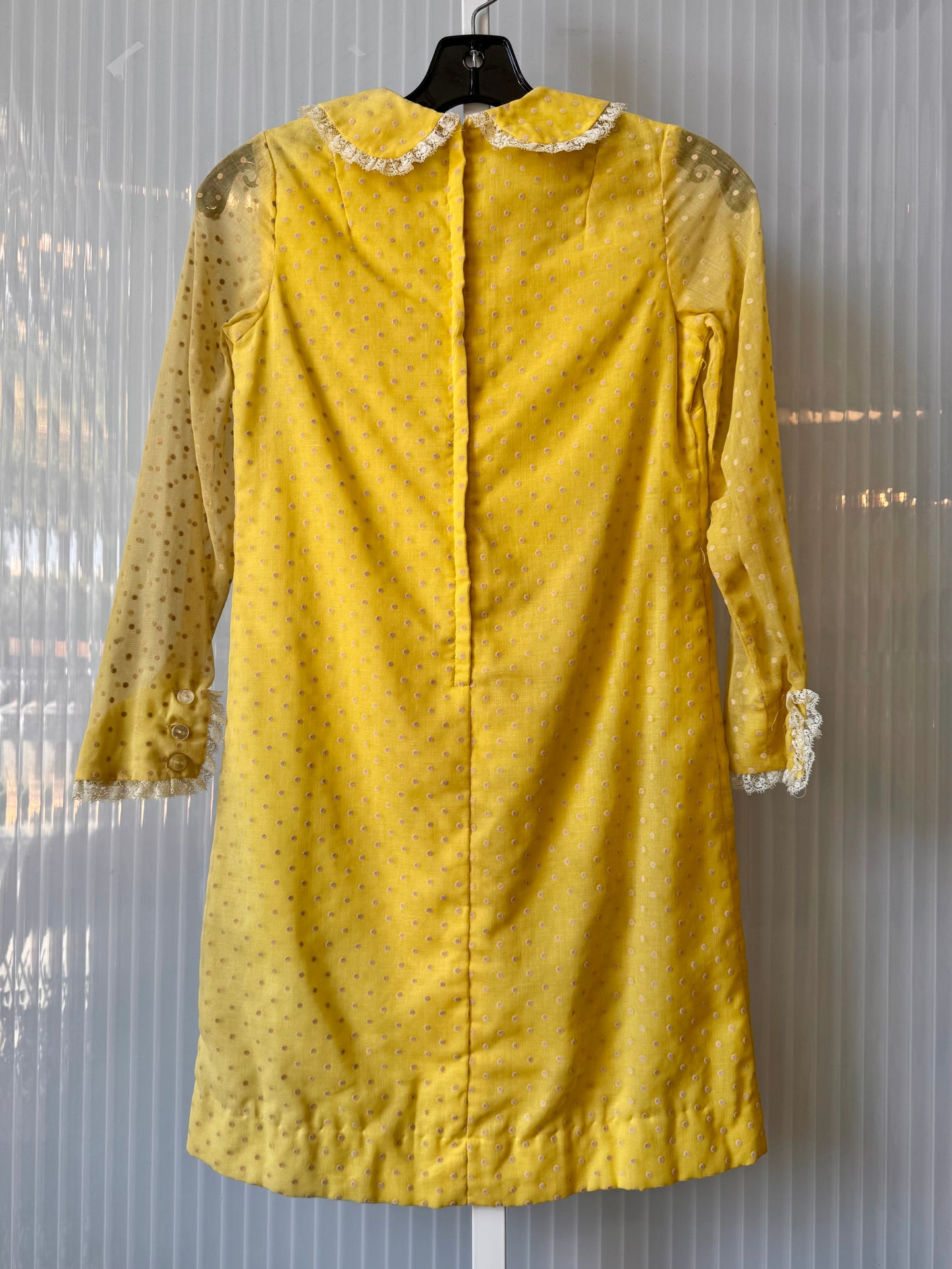 1960s Yellow Peter-pan Collar Polka Dot Dress
