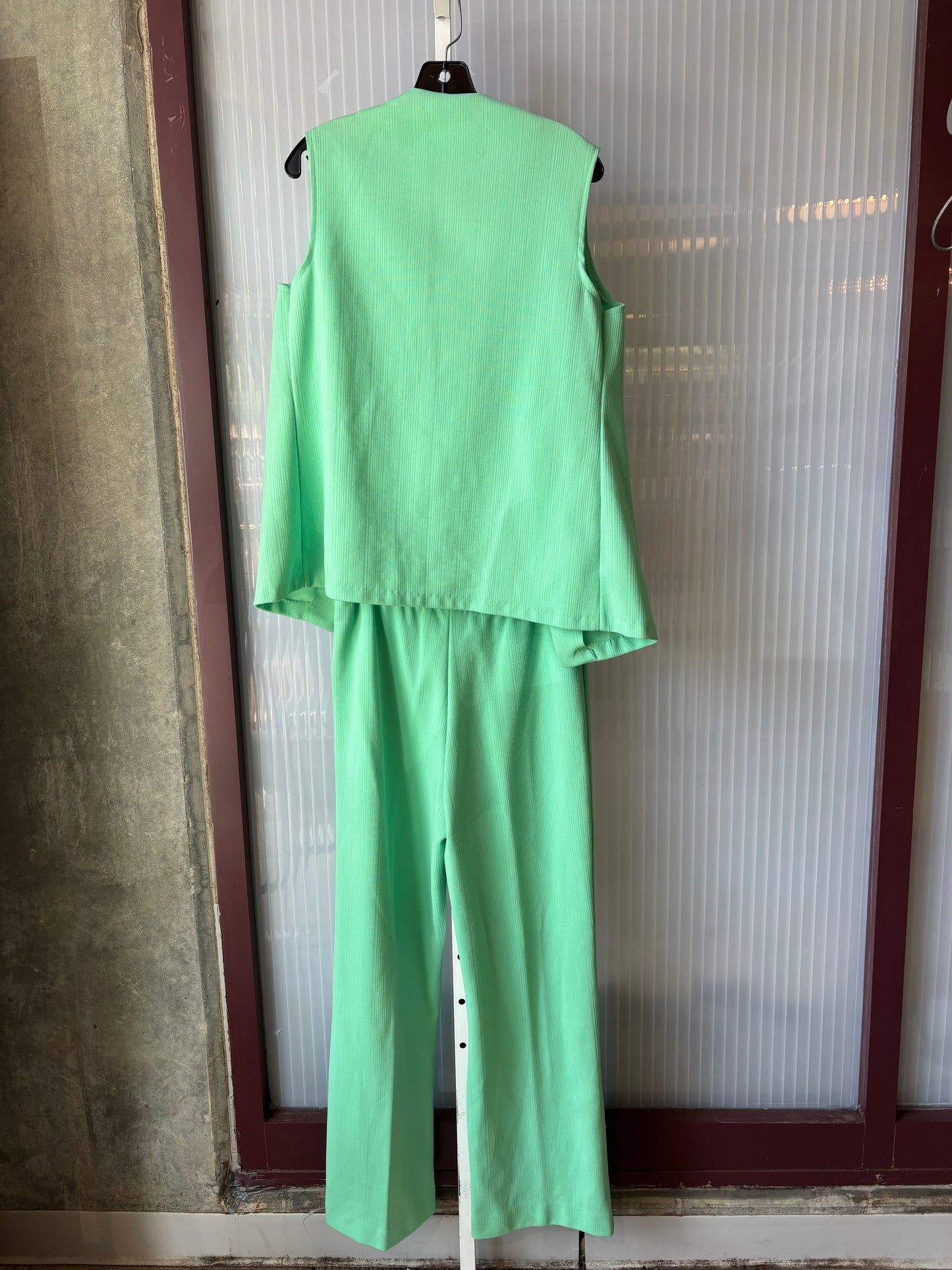 1970s Mint Green Vest & Pants Set w/ Silver Studs