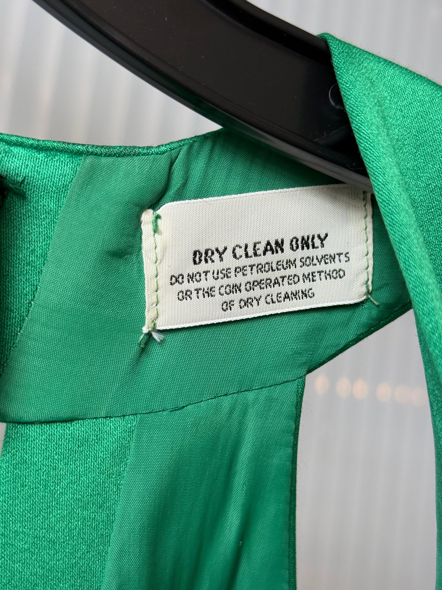 1970s Simple Green Sleeveless Disco Dress