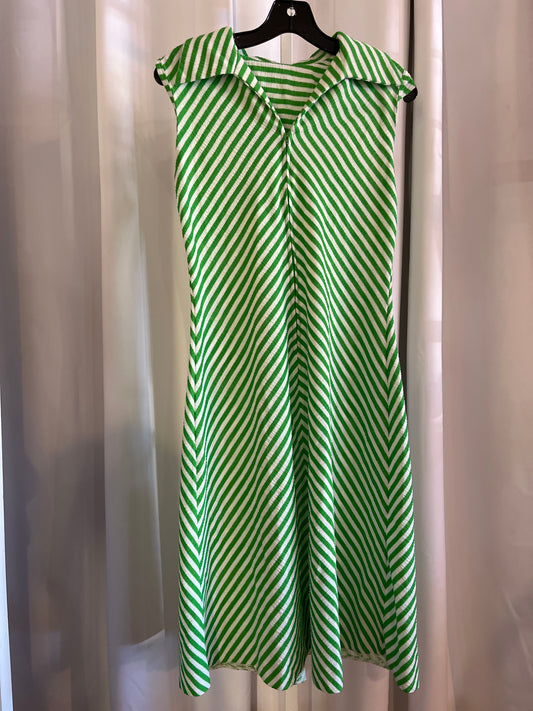 1970s Green and White Striped Dress