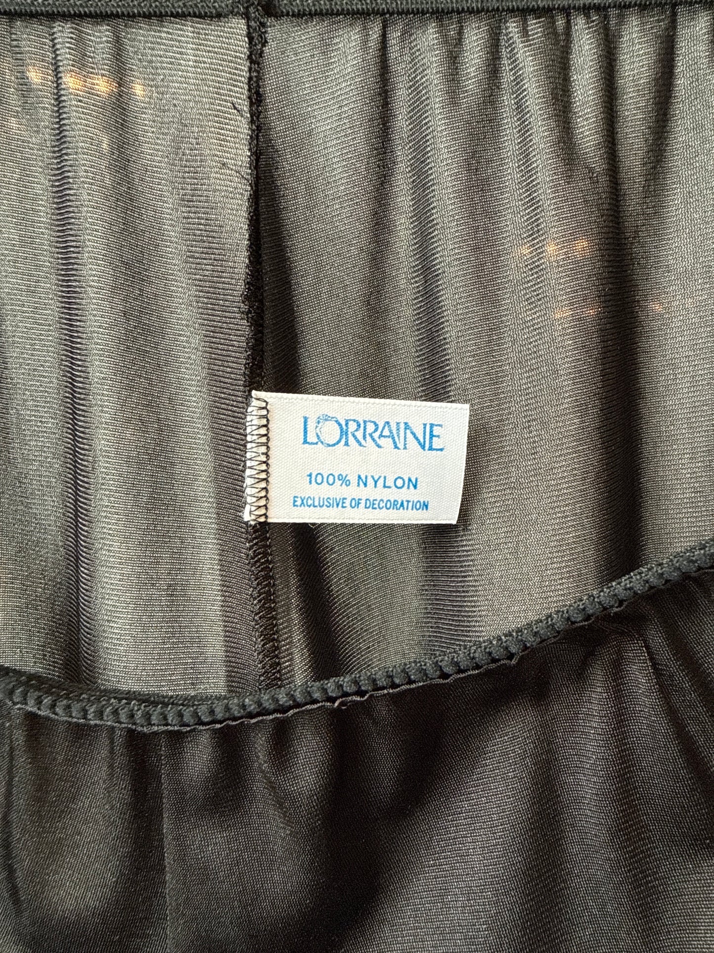 1970s Black Skirt Slip with Lace Boarder