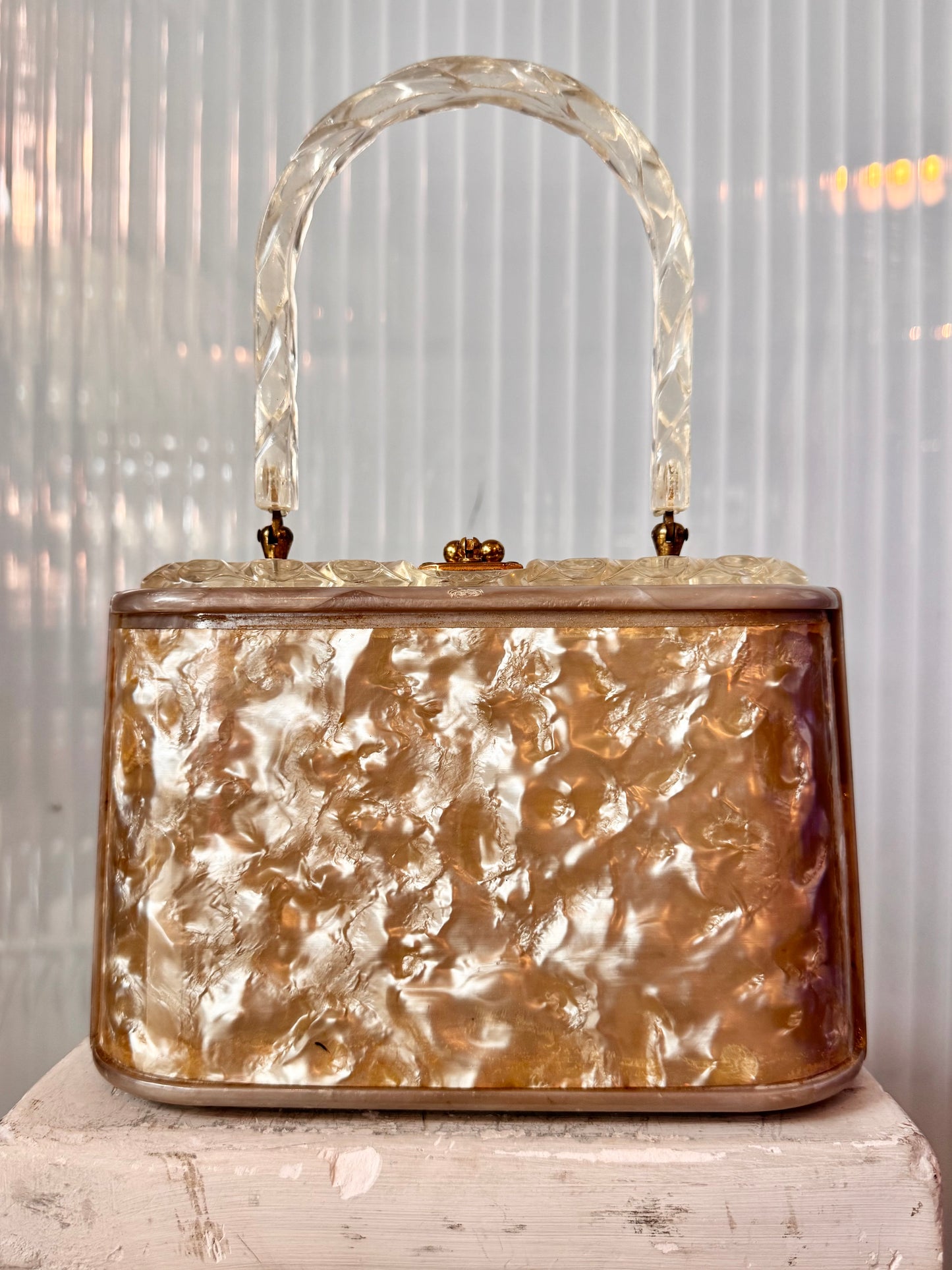 1950s Cream Lucite Handbag