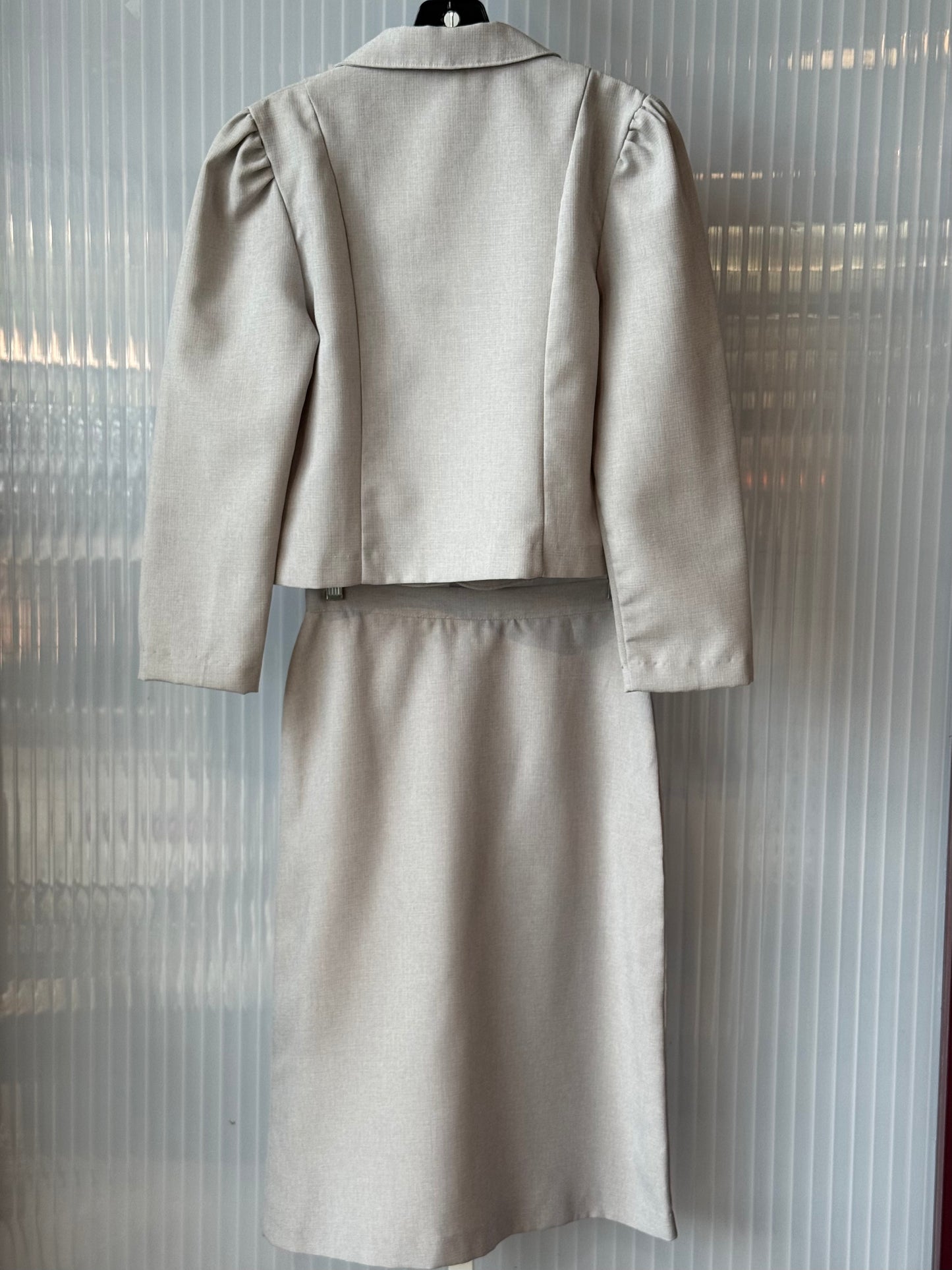 1970s? Soft Grey Suit Jacket & Skirt Set