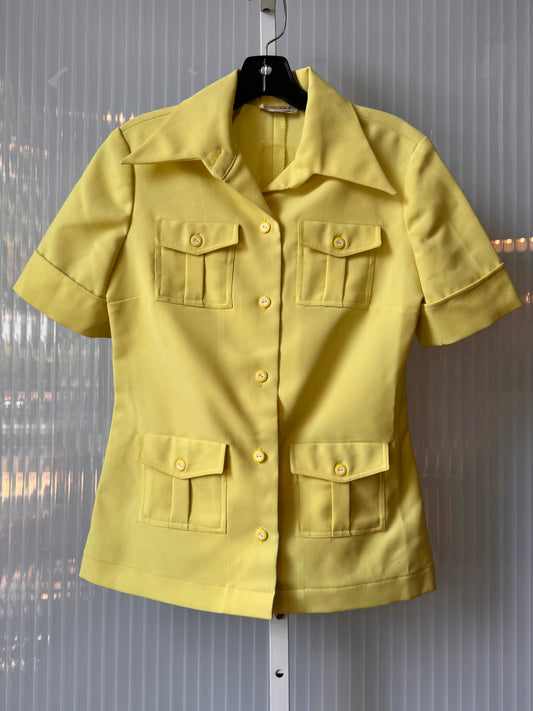 1970s Banana Yellow Point-Collar Shacket