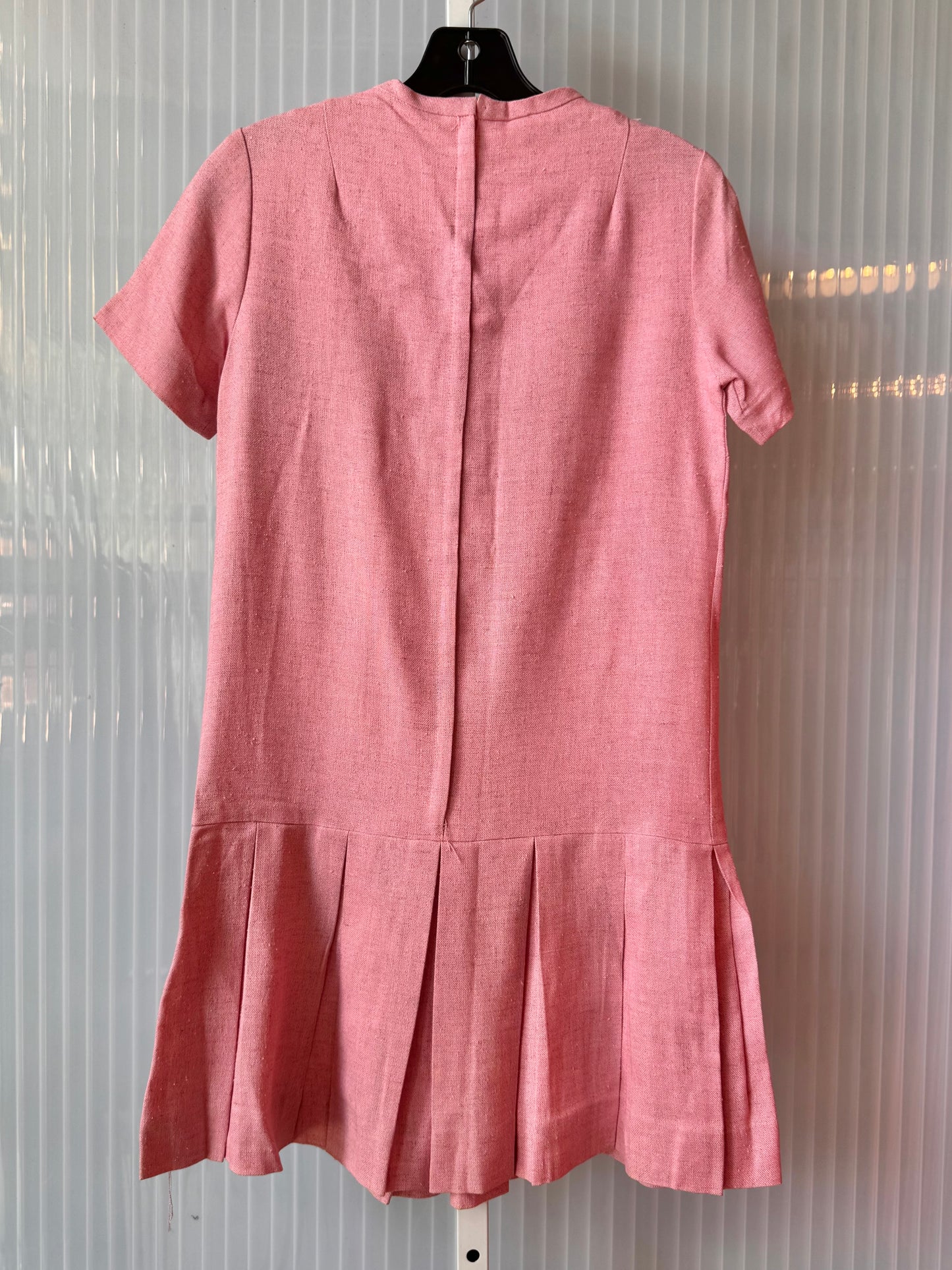 1960s Bubblegum Pink Mod Drop-Waist Box Pleated Dress