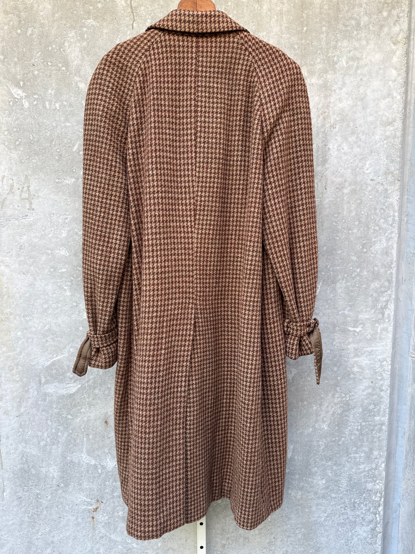 1940s Tweed Houndstooth Wool Overcoat