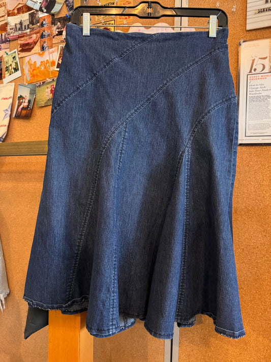 1990s Flowy Denim Skirt