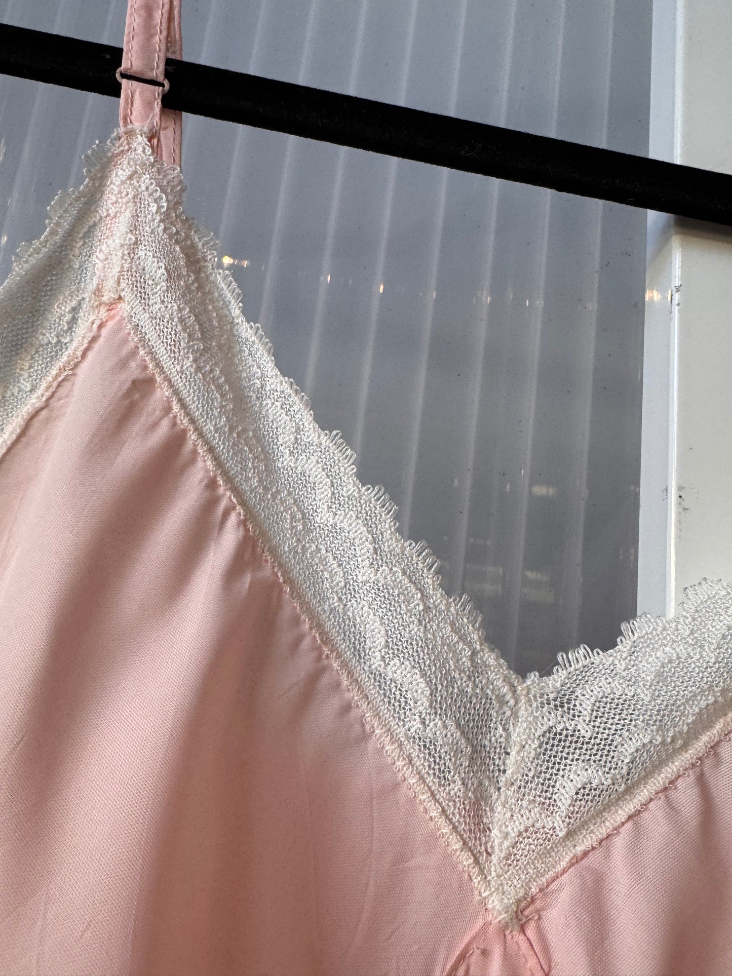 1950s Light Pink Slip with White Scalloped Lace Trim