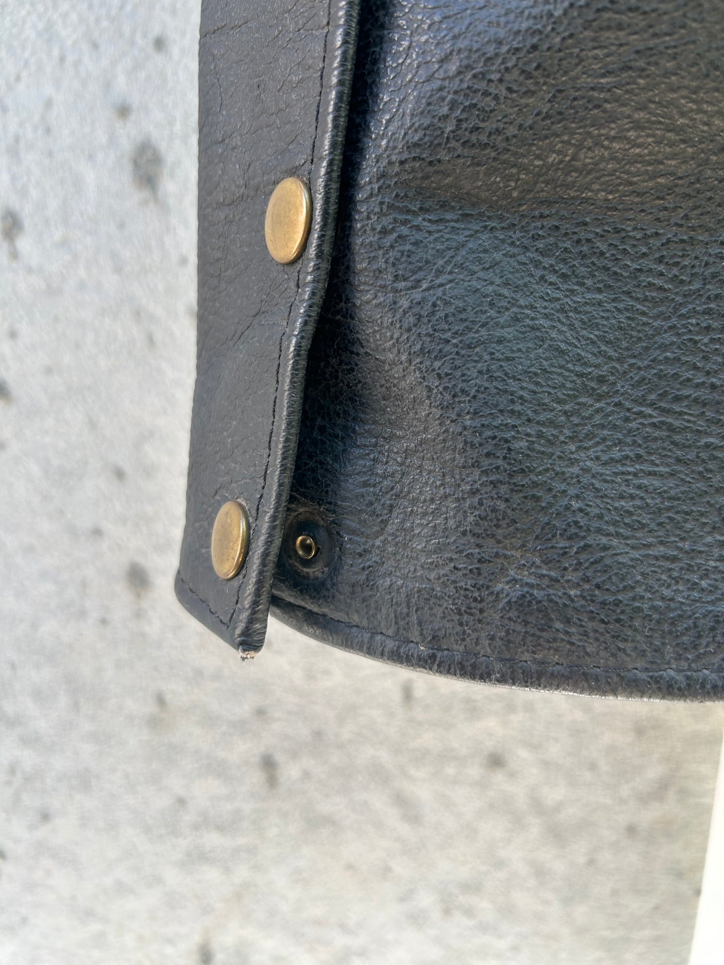 1990s Black Leather Chaps with Brass Snaps