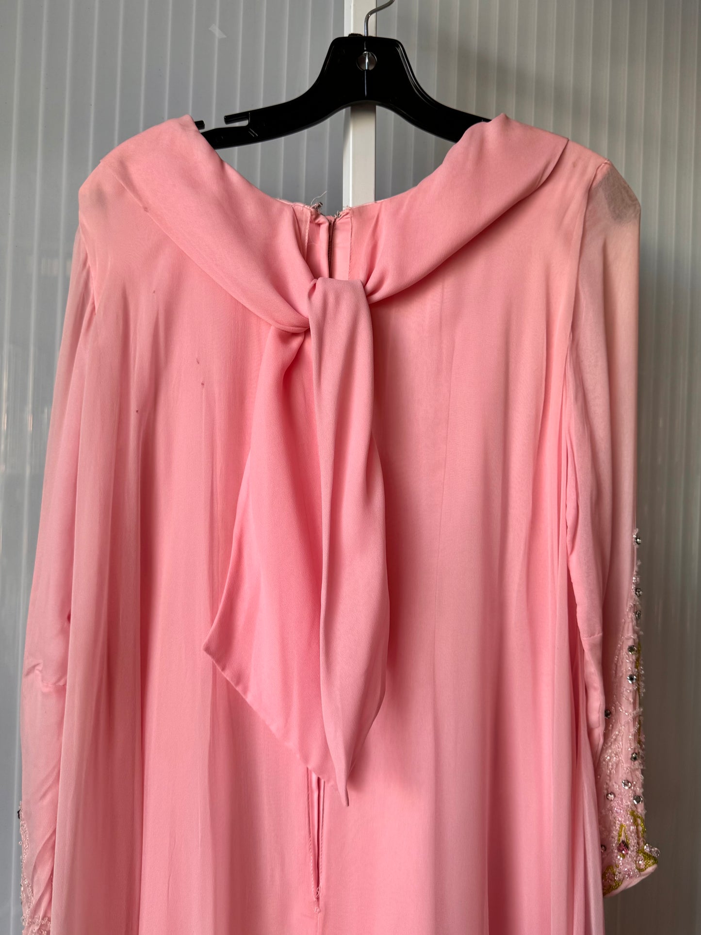 1960s Bubblegum Pink Princess Sheer Layered Beaded Gown