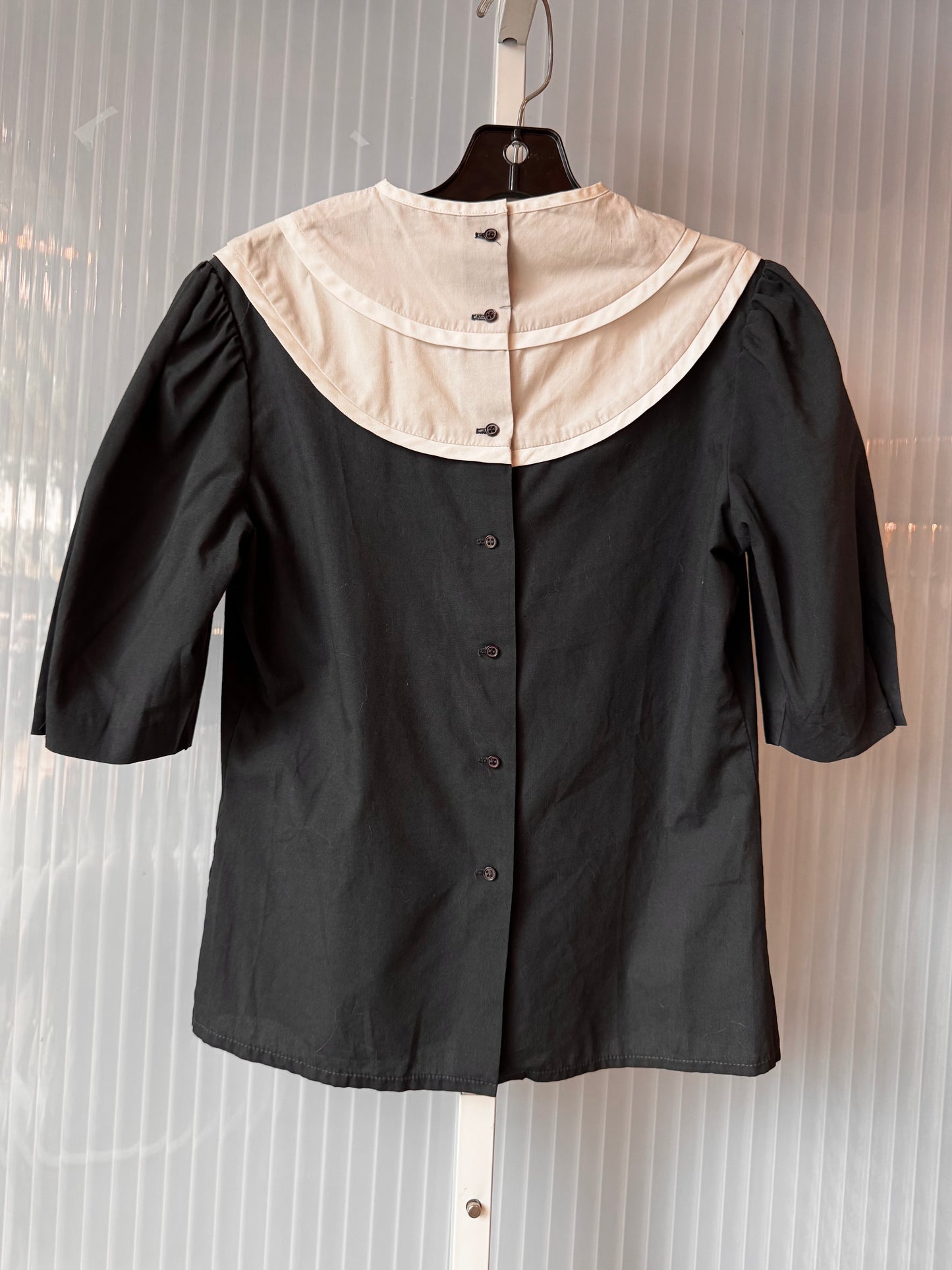 1970s does 1800s Black & White Bib Collar Blouse