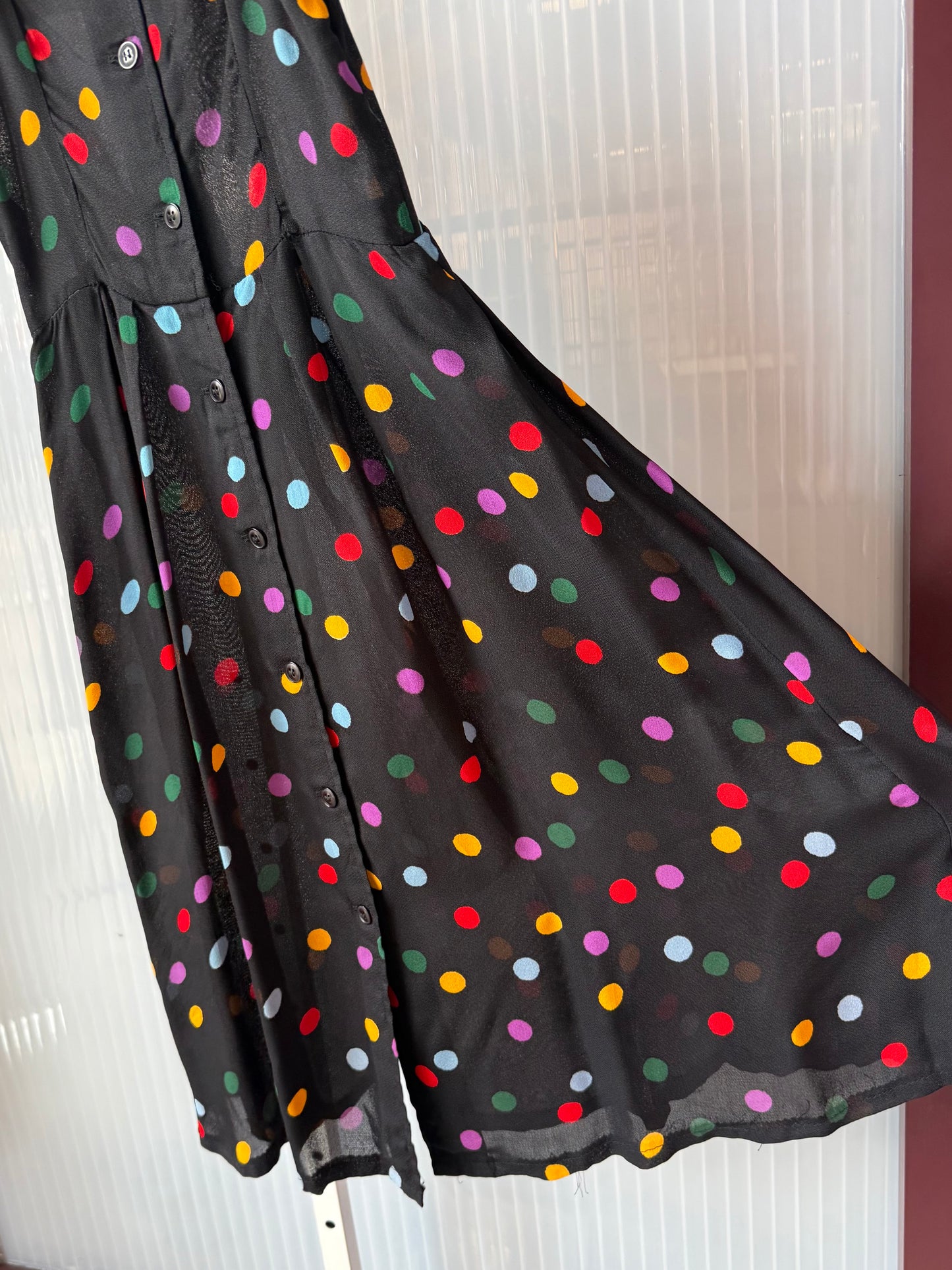 1980s Miss D Oscar De La Renta Sheer Polka Dot Dress